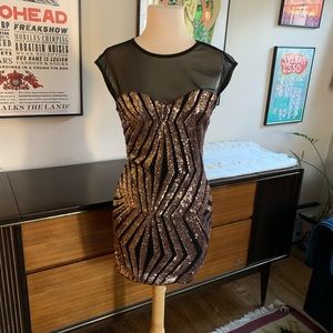 Forever 21 Sequin Geometric Rose Gold Mini Dress